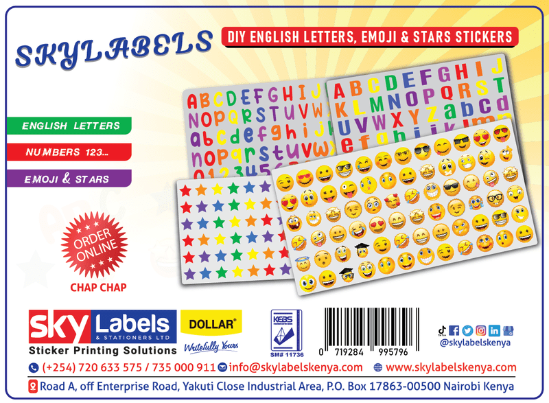 SKY Emoji Letters Numbers Shapes DIY Stickers