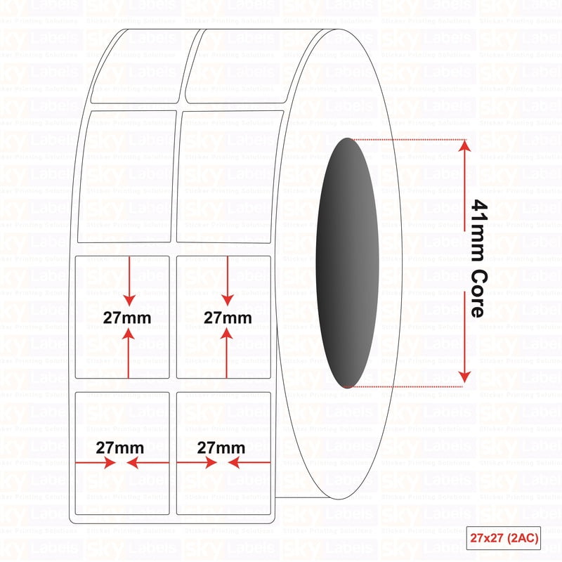 Plain Labels 27MM X 27MM (2 Across, 5,000 Pcs Per Roll)