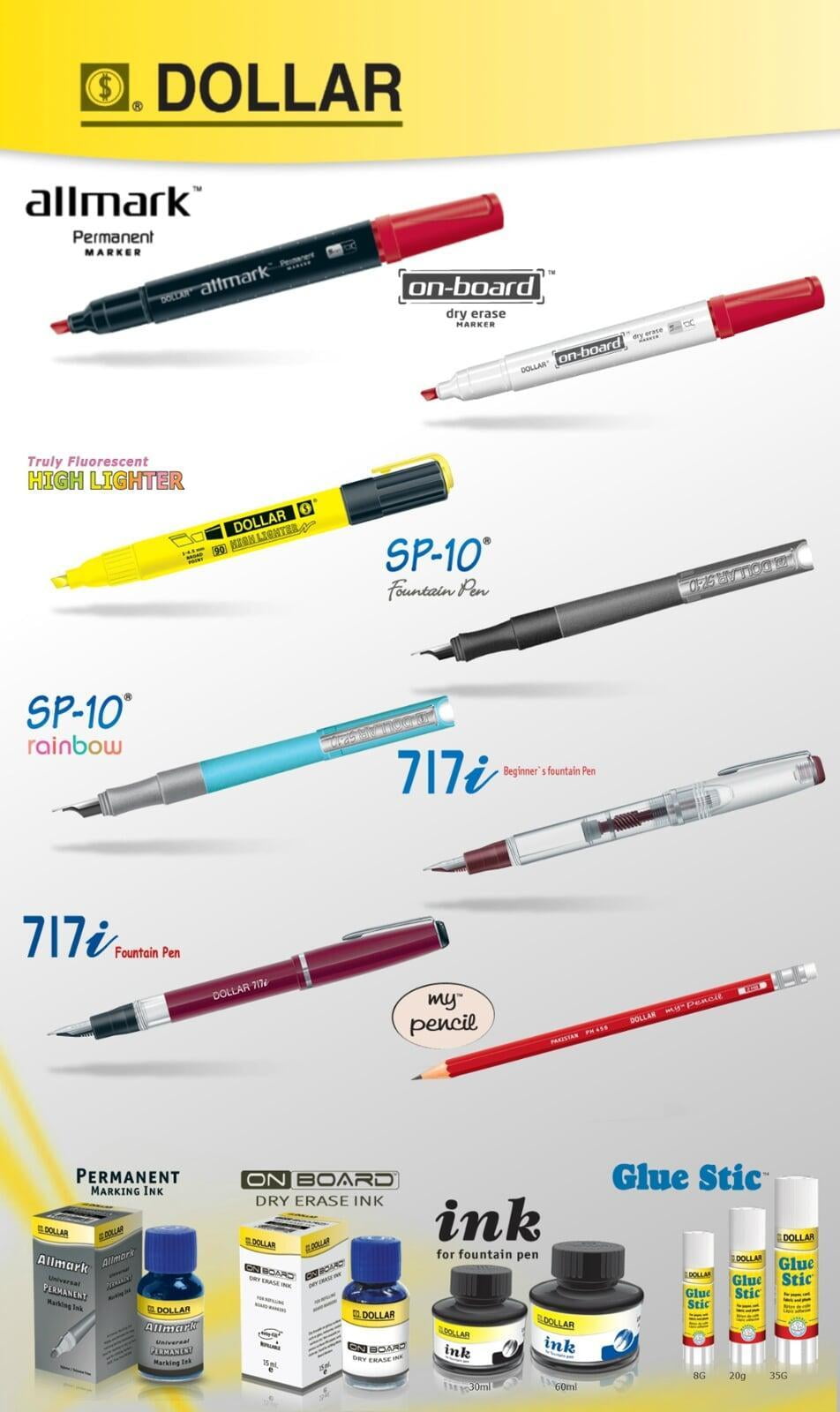 Dollar Stationery Pens Marker Inks